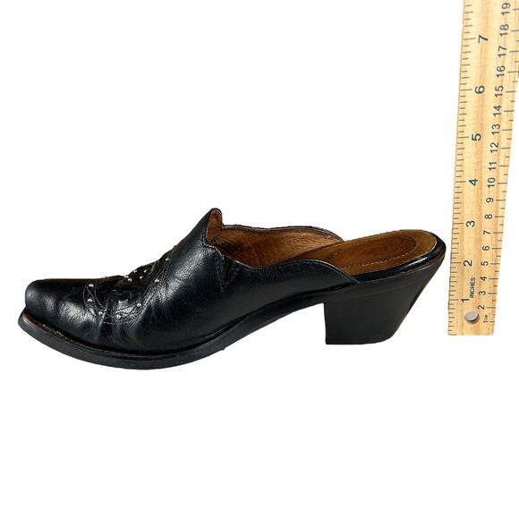 Ariat Mules Women Size 9 B Black Leather Studded Medallion Western Slip On Shoes - Picture 9 of 12